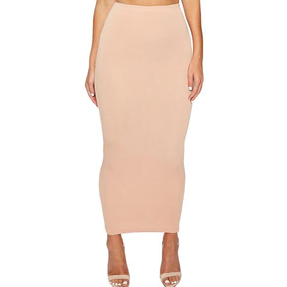 Naked Wardrobe Tan Maxi Pencil Skirt for Night Out - Picture 1 of 8